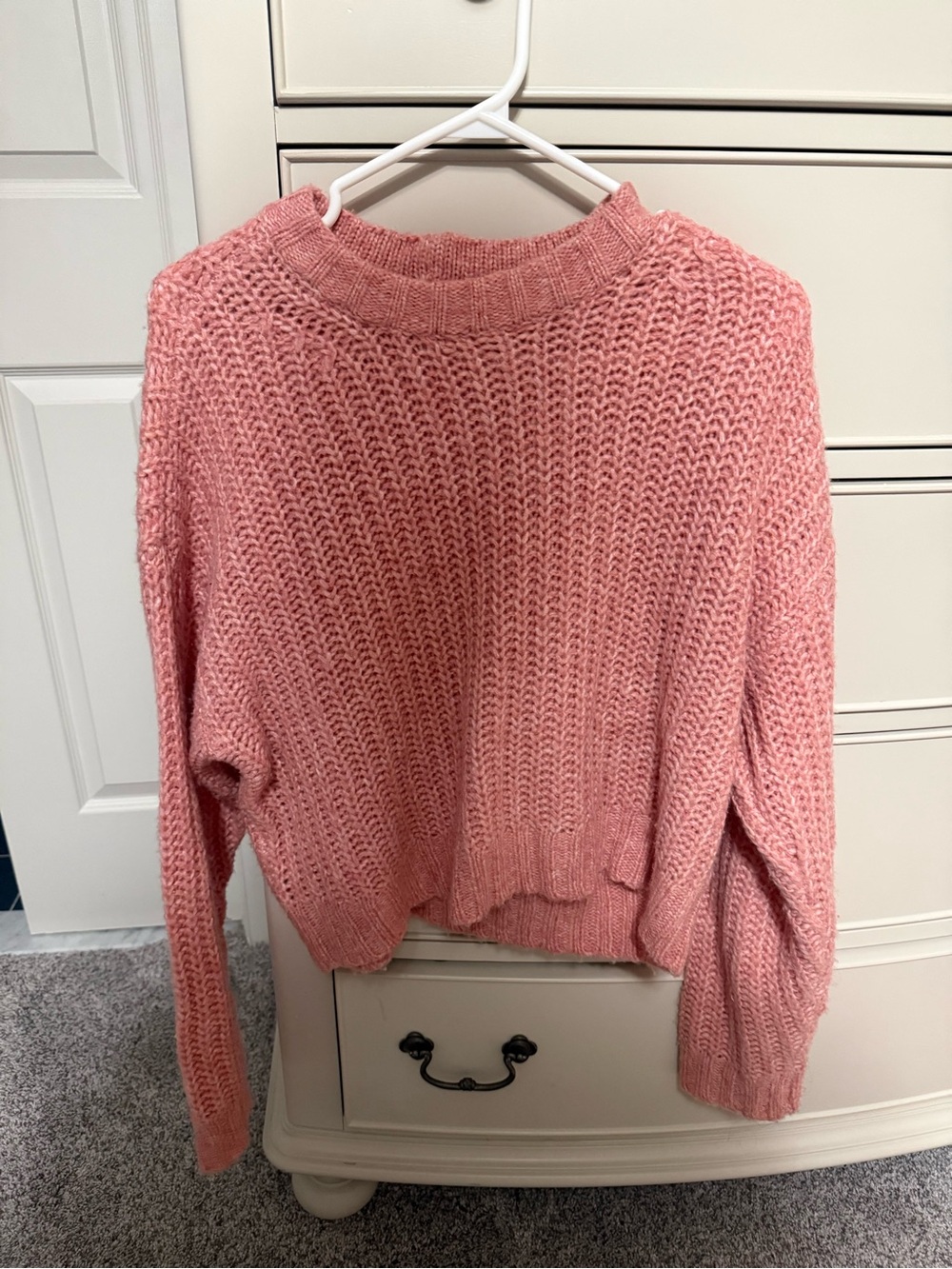 American Eagle Outfitters Pink Knit Crewneck Sweater